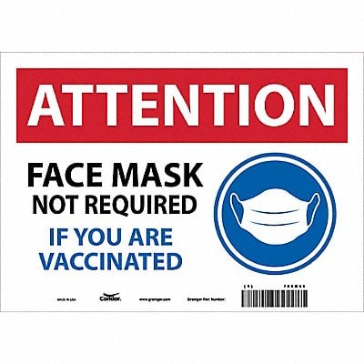 Face Mask Safety Sign Vinyl Rectangle MPN:785M65