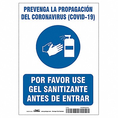 Spanish Use Hand Sanitizer Sign 14 H MPN:HWB720P1410