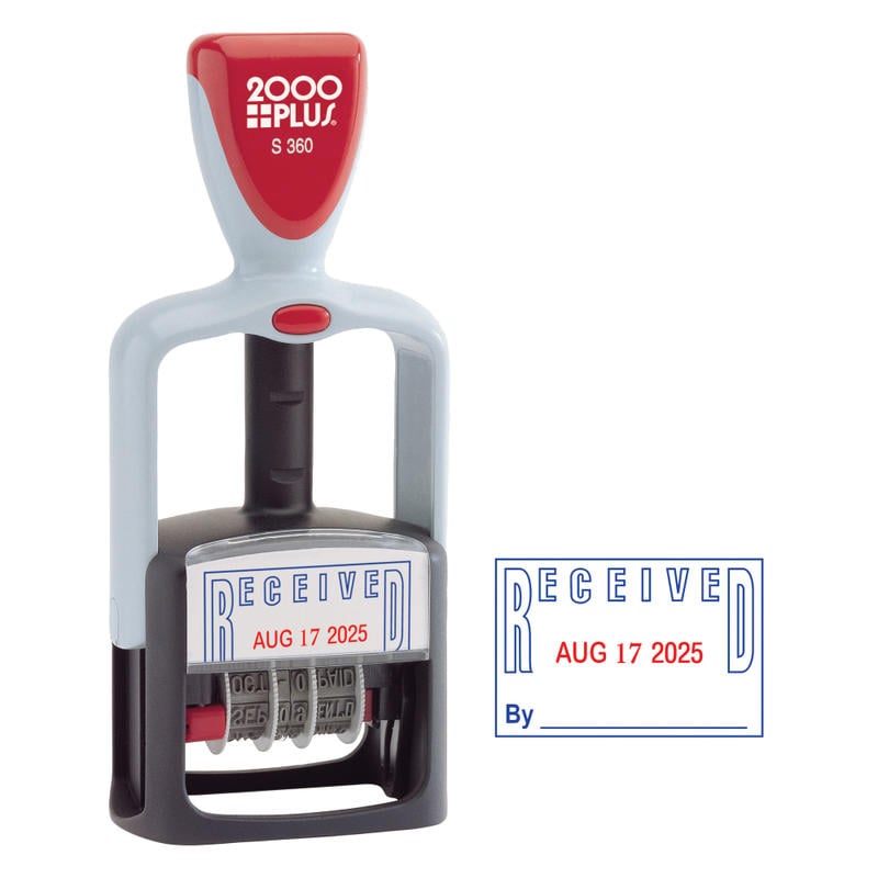 2000 PLUS Received Date Stamp Dater, Two-Color Self-Inking RECEIVED Date Stamp Dater, RECEIVED, Blue/Red Ink (Min Order Qty 3) MPN:11034