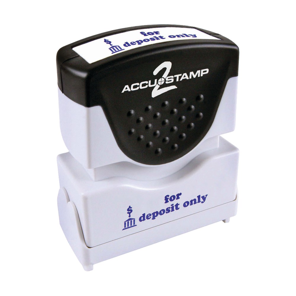 AccuStamp2 For Deposit Only Stamp, Shutter Pre-Inked One-Color FOR DEPOSIT ONLY Stamp, 1/2in x 1-5/8in Impression, Blue Ink (Min Order Qty 8) MPN:35523