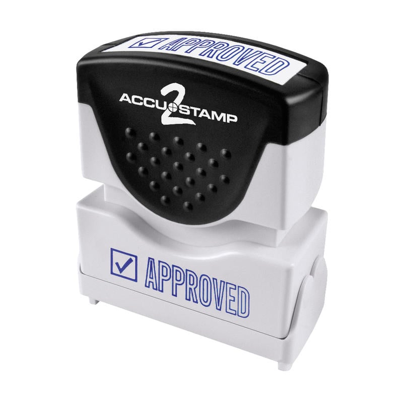 AccuStamp2 Approved Stamp, Shutter Pre-Inked One-Color APPROVED Stamp, 1/2in x 1-5/8in Impression, Blue Ink (Min Order Qty 8) MPN:35525