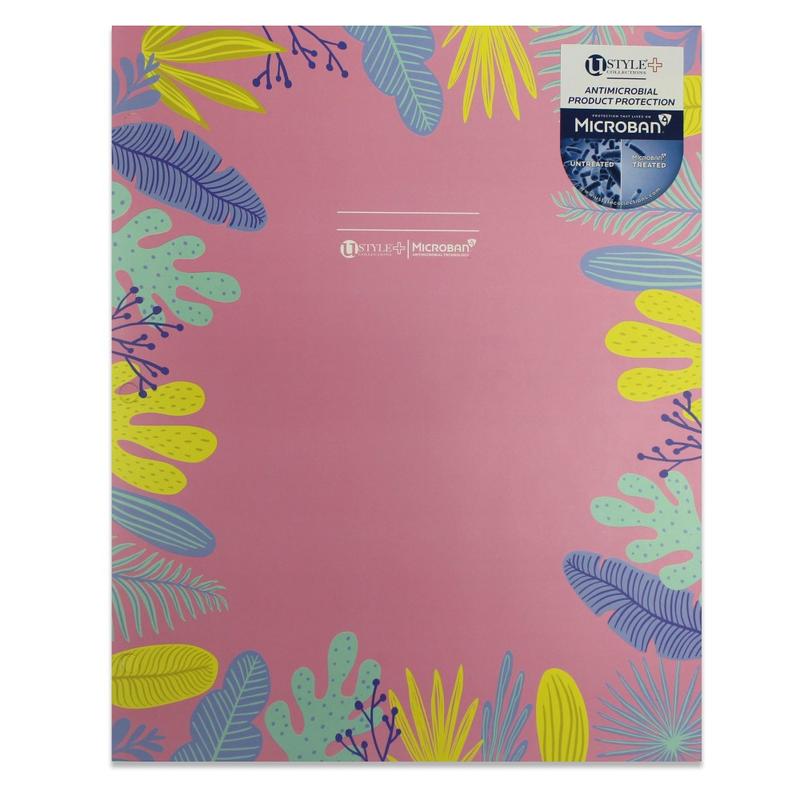 U Style 2-Pocket Paper Folder With Microban Antimicrobial Protection, 9-9/16in x 11-11/16in, Pink/Tropical (Min Order Qty 52) MPN:9017