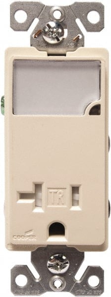 2 Pole, 125 VAC, 20 Amp, 1 Outlet, Flush Mounted, Self Grounding, Tamper Resistant Combination Outlet with Night Light MPN:TR7736LA-BOX