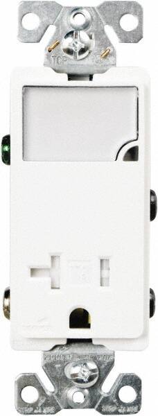 2 Pole, 125 VAC, 20 Amp, 1 Outlet, Flush Mounted, Self Grounding, Tamper Resistant Combination Outlet with Night Light MPN:TR7736W-BOX