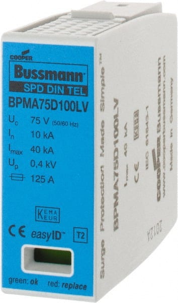 1 Pole, 1 Phase, 10 kA Nominal Current, 90mm Long x 18mm Wide x 65mm Deep, Thermoplastic Hardwired Surge Protector MPN:BPMA75D100LV