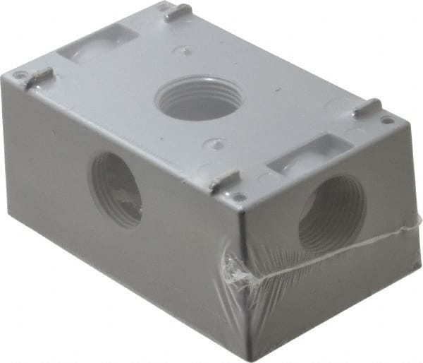 Electrical Outlet Box: Aluminum, Rectangle, 4-9/16