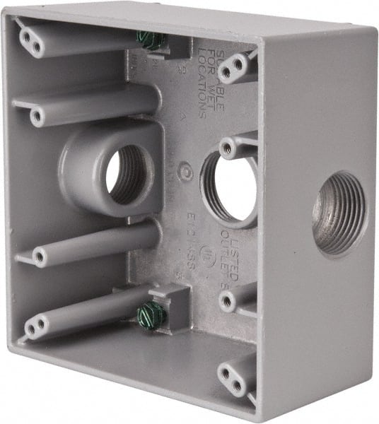 Electrical Outlet Box: Aluminum, Rectangle, 4-9/16