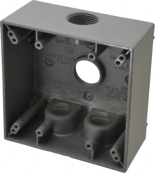 Electrical Outlet Box: Aluminum, Rectangle, 4-9/16