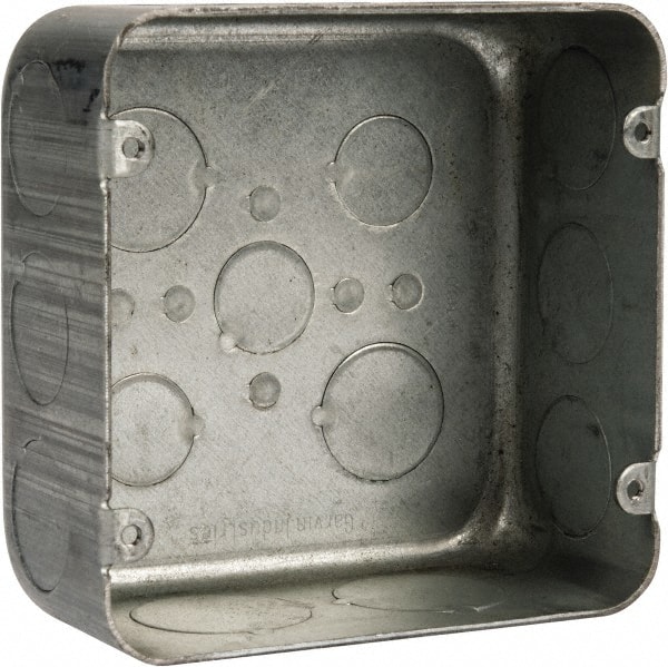 Electrical Outlet Box: Steel, Square, 4-11/16