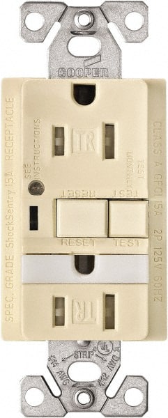 1 Phase, 5-15R NEMA, 125 VAC, 15 Amp, Self Grounding, GFCI Receptacle MPN:TRVGFNL15A