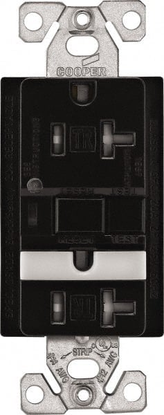 1 Phase, 5-20R NEMA, 125 VAC, 20 Amp, Self Grounding, GFCI Receptacle MPN:TRVGFNL20BK