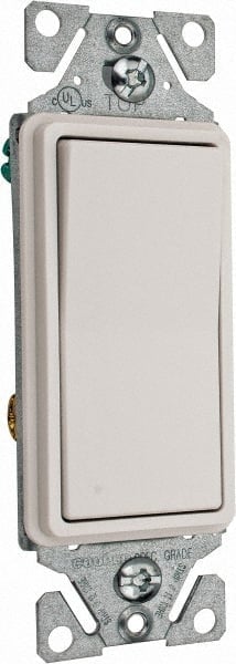 3 Pole, 120 to 277 VAC, 15 Amp, Commercial Grade Rocker Three Way Switch MPN:7503W