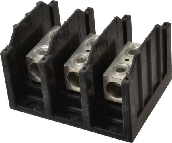 3 Poles, 310 Amp, 350 kcmil-6 AWG (Cu/Al) Primary, 350 kcmil-6 AWG (Cu/Al) Secondary, Thermoplastic Power Distribution Block MPN:16303-3