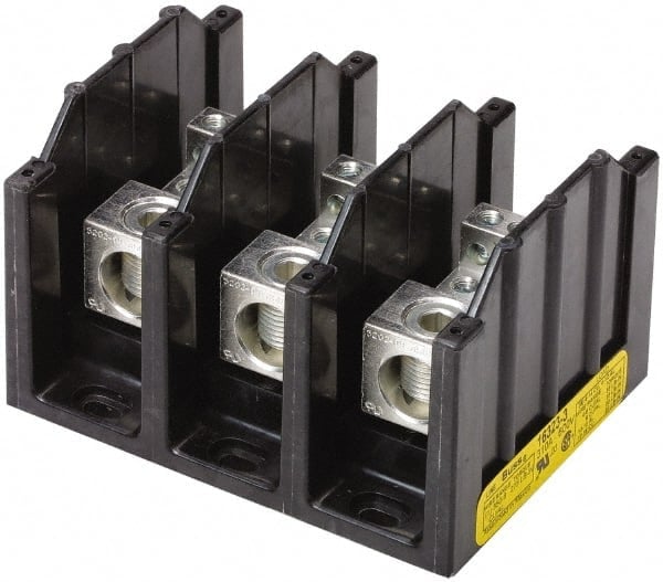 3 Poles, 310 Amp, 350 kcmil-6 AWG (Cu/Al) Primary, 4-12 AWG (Al), 4-14 AWG (Cu) Secondary, Thermoplastic Power Distribution Block MPN:16323-3