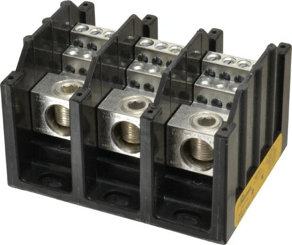 3 Poles, 310 Amp, 350 kcmil-6 AWG (Cu/Al) Primary, 4-12 AWG (Al), 4-14 AWG (Cu) Secondary, Thermoplastic Power Distribution Block MPN:16370-3