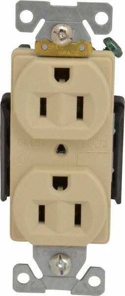 Straight Blade Duplex Receptacle: NEMA 5-15R, 15 Amps, Self-Grounding MPN:5252V