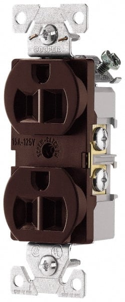 Straight Blade Duplex Receptacle: NEMA 5-15R, 15 Amps, Self-Grounding MPN:BR15B