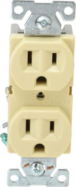 Straight Blade Duplex Receptacle: NEMA 5-15R, 15 Amps, Self-Grounding MPN:BR15V