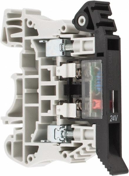 300 Volt (IEC), 300 Volt (UL), 6.3 (IEC) Amp, 6.3 (UL) Amp, DIN Rail Mount, Fused Terminal Block MPN:F520STLED24-GY