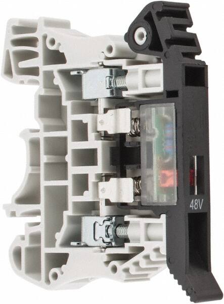 300 Volt (IEC), 300 Volt (UL), 6.3 (IEC) Amp, 6.3 (UL) Amp, DIN Rail Mount, Fused Terminal Block MPN:F520STLED48-GY