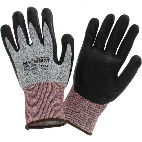 Cut, Puncture & Abrasive-Resistant Gloves: Size L, ANSI Cut A4, ANSI Puncture 4, Foam Nitrile, HPPE MPN:3734L