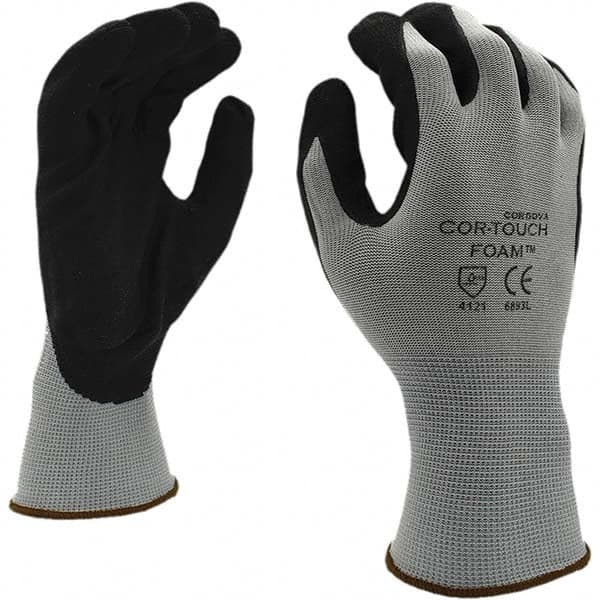 General Purpose Work Gloves: Large, Foam Nitrile Coated, Nylon MPN:6893L