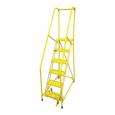 Rolling Ladder Steel 90In. H. Yellow MPN:1006R1824A2E10B4C2P6