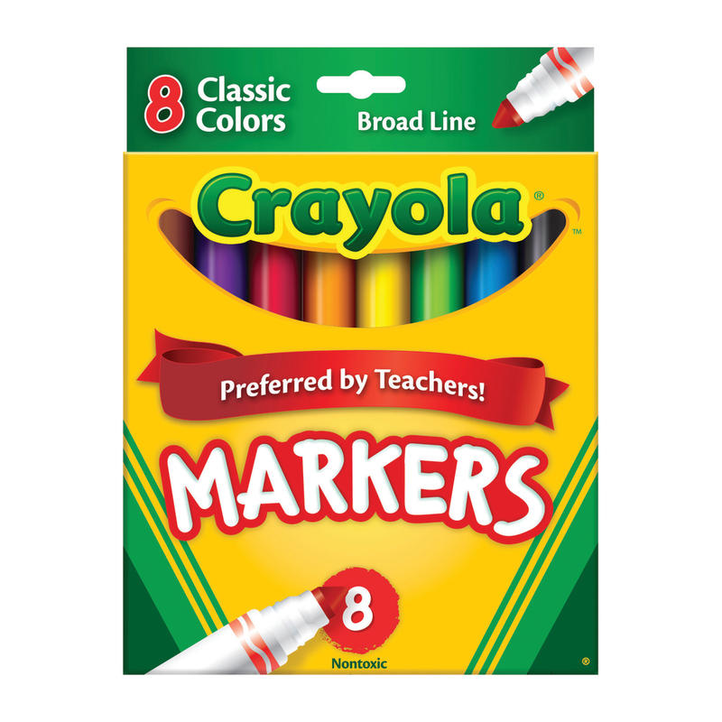 Crayola Broad Line Markers, Assorted Classic Colors, Pack Of 8 (Min Order Qty 18) MPN:58-7708