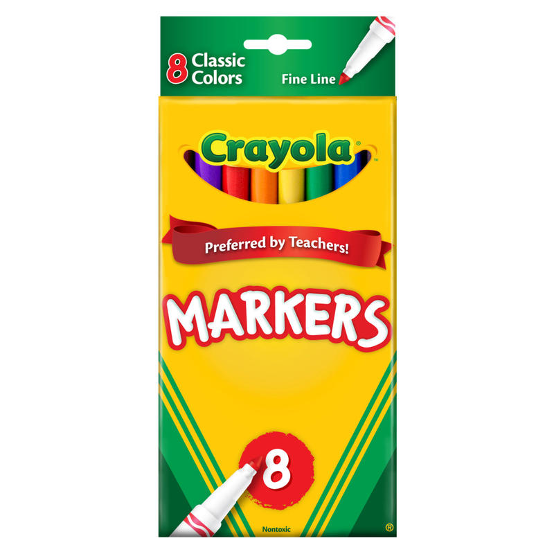 Crayola Fine Line Markers, Assorted Classic Colors, Box Of 8 (Min Order Qty 18) MPN:58-7709