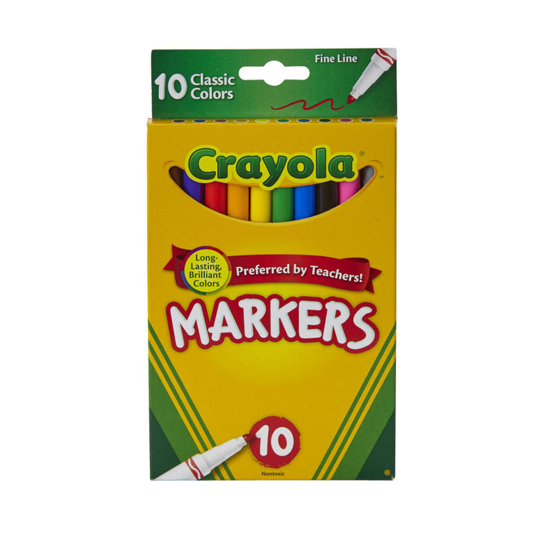 Crayola Fine Line Markers, Assorted Classic Classpack, Pack Of 10 (Min Order Qty 19) MPN:58-7726