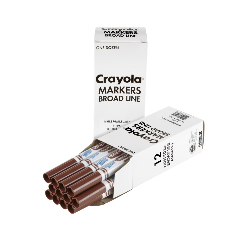 Crayola Washable Broad Line Markers, Brown, Pack Of 12 Markers (Min Order Qty 8) MPN:58-7800-007