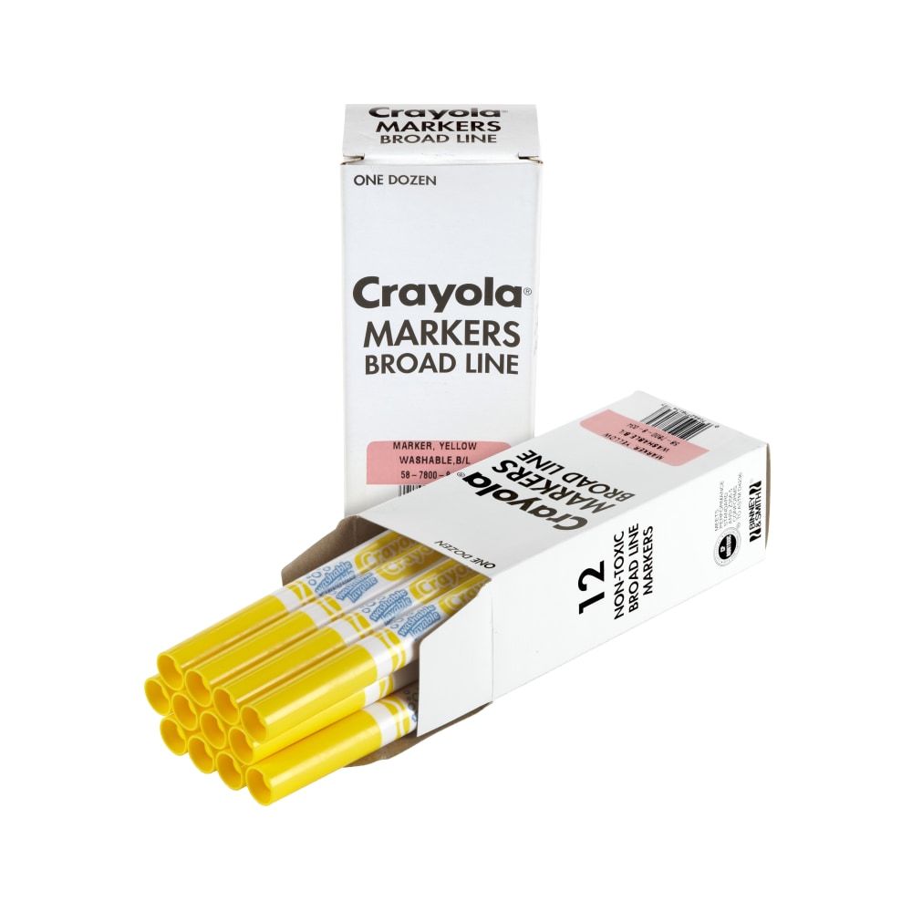 Crayola Washable Broad Line Markers, Yellow, Pack Of 12 Markers (Min Order Qty 8) MPN:58-7800-034