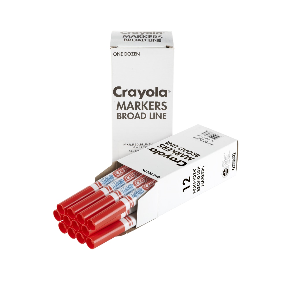 Crayola Washable Broad Line Markers, Red, Pack Of 12 Markers (Min Order Qty 8) MPN:58-7800-038