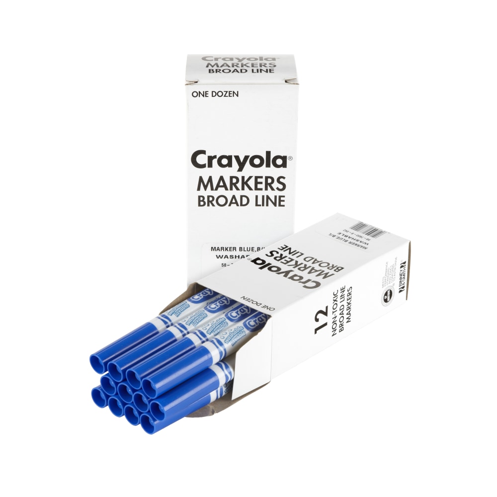 Crayola Washable Broad Line Markers, Blue, Pack Of 12 Markers (Min Order Qty 8) MPN:58-7800-042