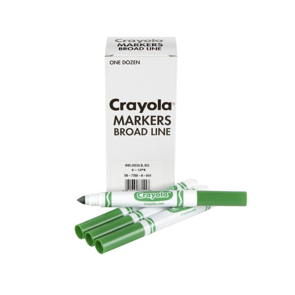 Crayola Washable Broad Line Markers, Green, Pack Of 12 Markers (Min Order Qty 8) MPN:58-7800-044