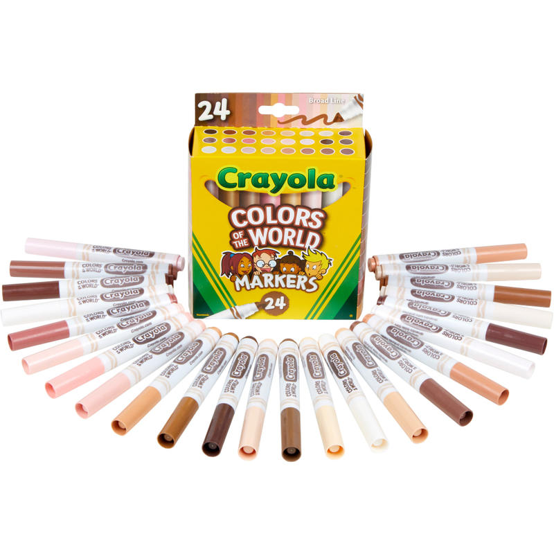 Crayola Colors Of The World Wet-Erase Markers, Broad Point, White Barrel, Assorted Ink, Pack Of 24 Markers (Min Order Qty 8) MPN:58-7802