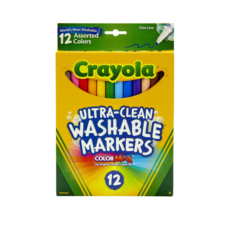 Crayola Washable Markers, Thin Line, Assorted Classic Colors, Box Of 12 (Min Order Qty 8) MPN:58-7813