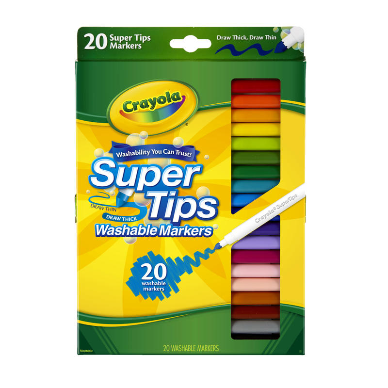 Crayola Washable Markers, Super Tip, Assorted Colors, Box Of 20 (Min Order Qty 14) MPN:58-8106