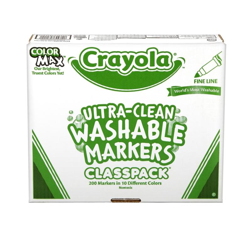 Crayola Ultra-Clean Washable Color Markers, Fine-Line, Assorted Colors, Pack Of 200 MPN:58-8211