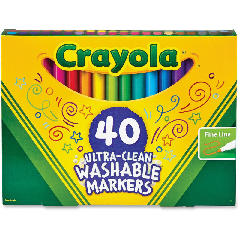 Crayola Ultra-Clean Washable Markers, Fine Point, Assorted Colors, Set Of 40 Markers (Min Order Qty 3) MPN:587861