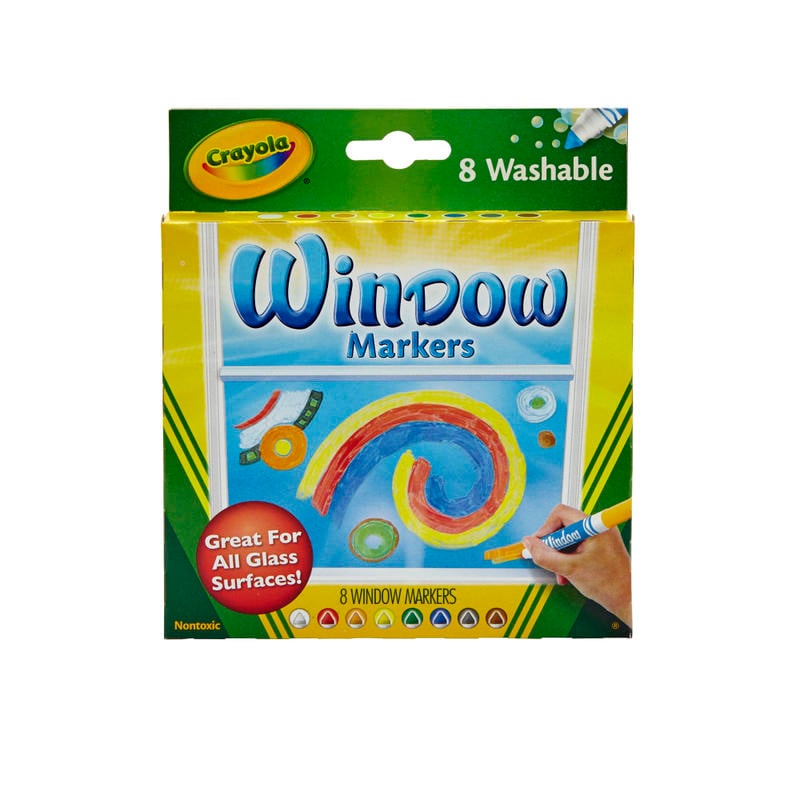 Crayola Washable Window Markers, Conical Tip, Assorted Colors, Box Of 8 (Min Order Qty 13) MPN:588165