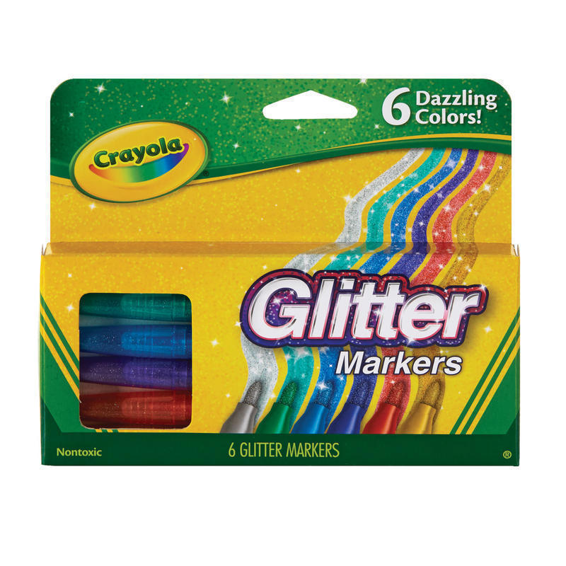 Crayola Glitter Markers, Bullet Point, Assorted Colors, Pack Of 6 (Min Order Qty 10) MPN:588629