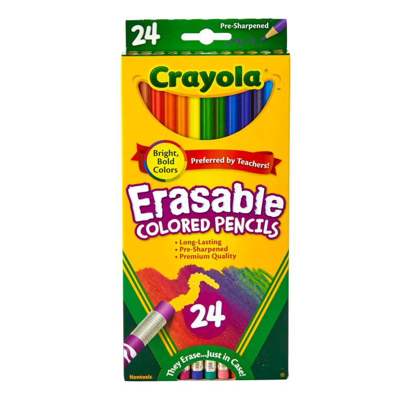 Crayola Erasable Colored Pencils, Assorted Colors, Pack Of 24 Colored Pencils (Min Order Qty 8) MPN:68-2424