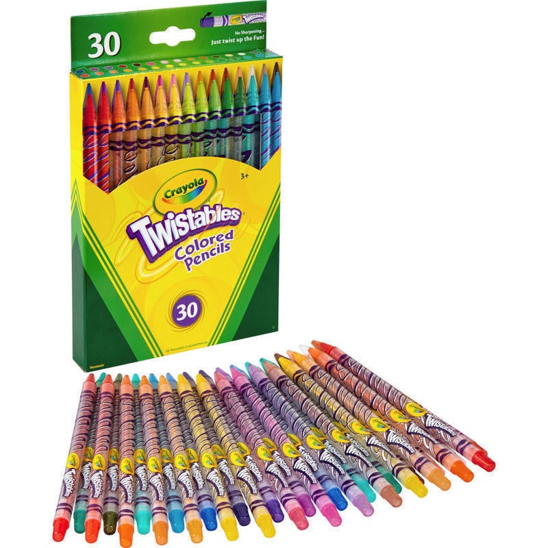 Crayola Twistables Color Pencils, Assorted Colors, Cylindrical Pouch, Set Of 30 (Min Order Qty 6) MPN:68-7409