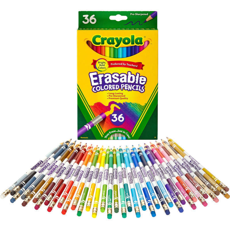 Crayola Erasable Colored Pencils, Pack Of 36, 3.3 mm, Assorted Colors (Min Order Qty 4) MPN:681036