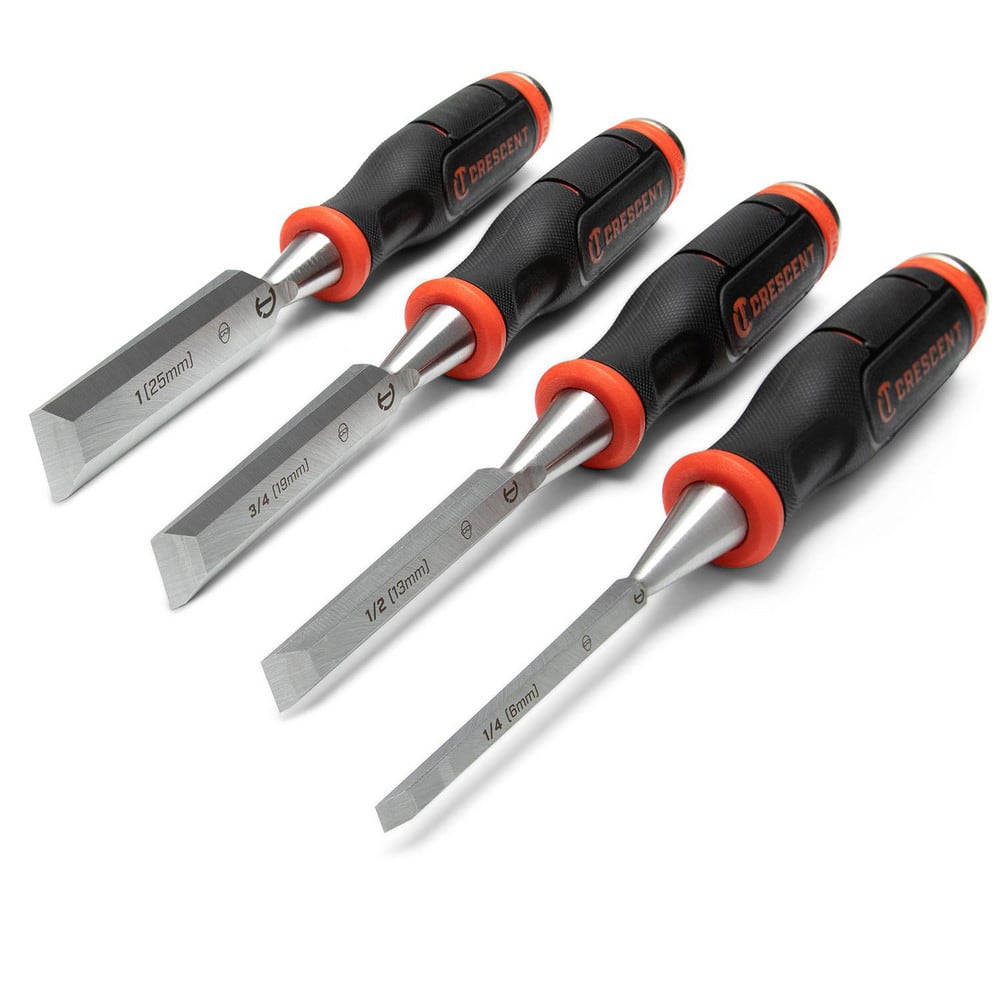 Chisel Sets, Set Type: Wood Chisel Set , Body Material: Steel , Handle Material: Composite , Container Type: Carded , Includes: 1/4 in  1/2 in  3/4 in  1 in  MPN:CWCHS4