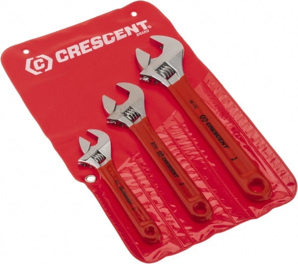 Adjustable Wrench Set: 3 Pc, Inch & Metric MPN:AC26810CV