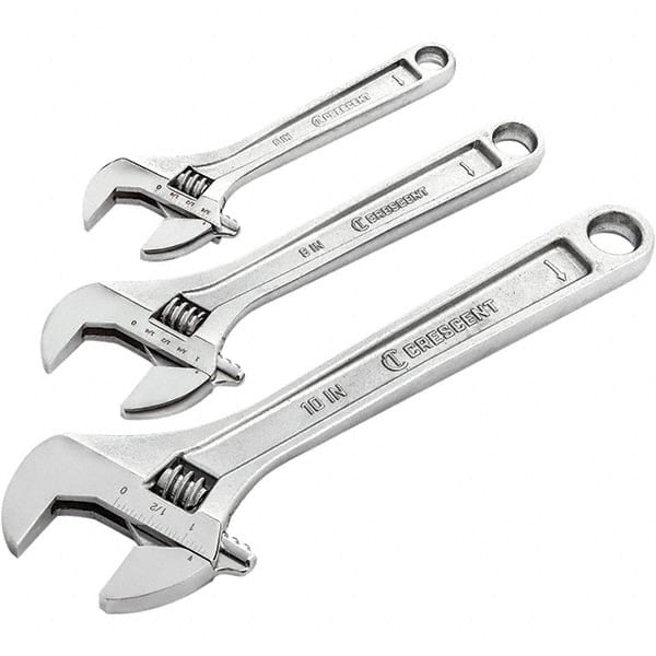 Adjustable Wrench Set: 3 Pc, Inch & Metric MPN:AC3PC