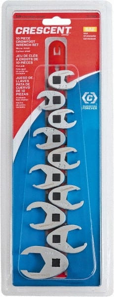 Crowfoot Wrench Set: 10 Pc, 10 mm 11 mm 12 mm 13 mm 14 mm 15 mm 17 mm 18 mm 19 mm & 9 mm Wrench, Metric MPN:CCFWS1N