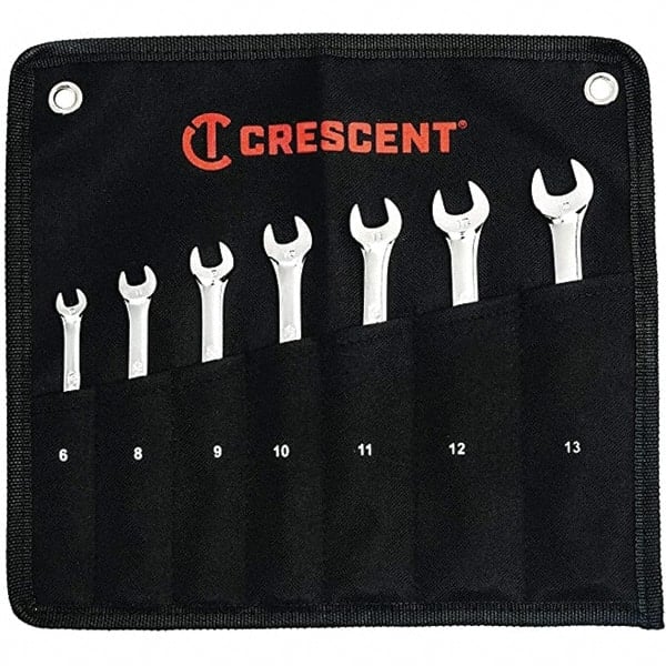 Combination Wrench Set: 7 Pc, 10 mm 11 mm 12 mm 13 mm 6 mm 8 mm & 9 mm Wrench, Metric MPN:CCWSRMM7